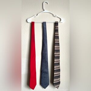 Elegant Men's Tie Set - Red, Gray, Patterned